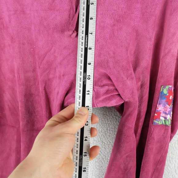 Vintage Velour Track Suit Womens Medium Pink Barbie Sporty Floral 90s Y2K - Picture 14 of 15